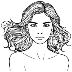Woman's Face Line Art.