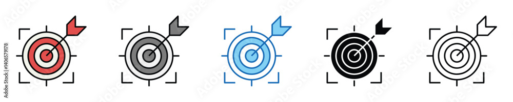 Poster focused icons set – editable vector icons in multiple styles