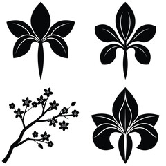 Black and white floral vector elements for nature design