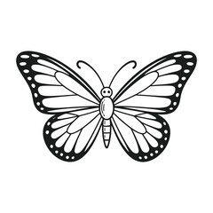 Flying butterflies silhouette black on white background 