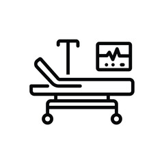 Black line icon for surgery bed