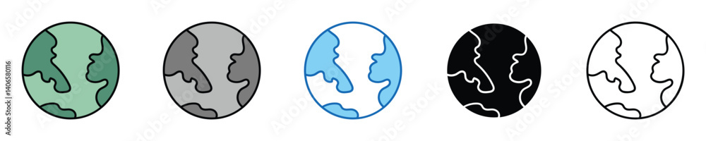 Poster global icons set – editable vector icons in multiple styles