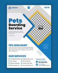 Pet Boarding service Poster and flyer design for Pet related business a4 size flyer template design