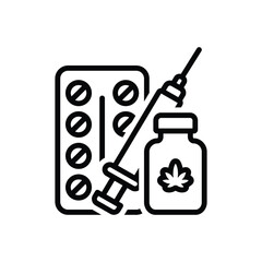 Black line icon for drugs