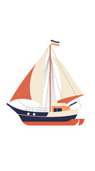 Obraz premium Vector Illustration of Vintage Sailboat Isolated on White Background