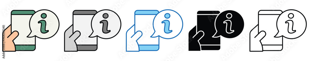 Poster information icons set – editable vector icons in multiple styles