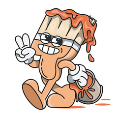 paint brush character vector with retro style
