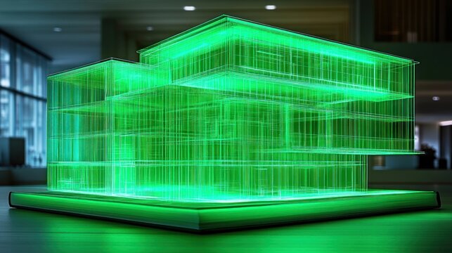 Luminous, transparent, architectural model