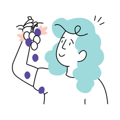 Enjoying Grapes Vector style illustration.