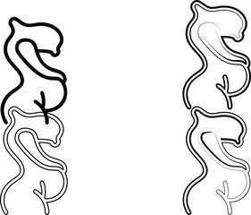 Minimalist line art, duffle bags, simple black and white sketches, cylindrical travel bags, iconic luggage designs, clean outlines, stylized handbags, repeating pattern, fashion accessories illustrati