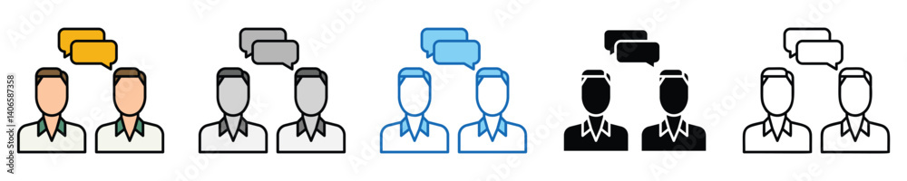 Poster meeting icons set – editable vector icons in multiple styles