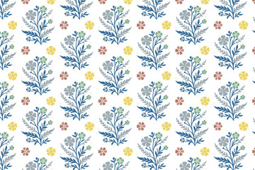 seamless pattern flowers with contemporary botanical elements decorative leaves abstract floral graphics and natural textures for fabric print and home decor

