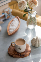 Cup of coffee at home in the interior