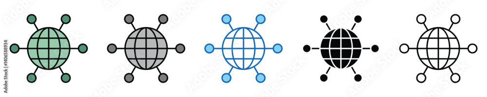 Poster network icons set – editable vector icons in multiple styles