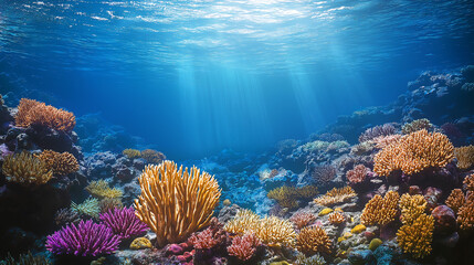 Obraz premium Underwater coral reef scene ocean life marine ecosystem sea background