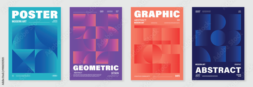 Aufkleber modern gradient poster background vector set.cover template with vibrant perspective geometric prism
