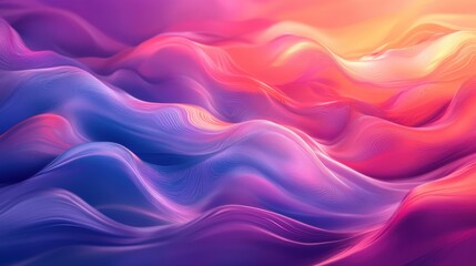 Obraz premium A vibrant, abstract representation of flowing waves, showcasing gradients of pink, purple, and blue hues, evoking a sense of tranquility and movement.