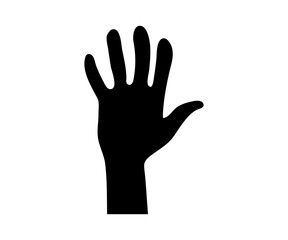 Open Palm Hand Silhouette Vector Black Icon Isolated Design