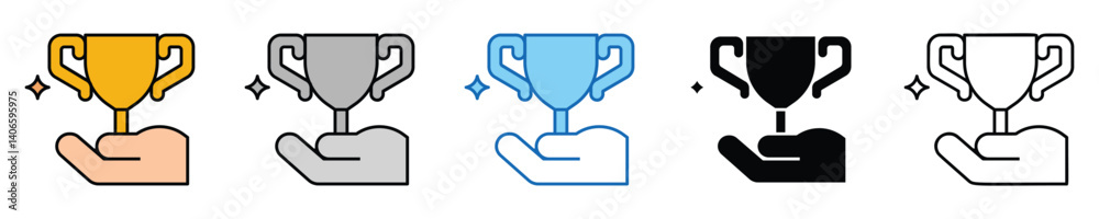 Poster reward icons set – editable vector icons in multiple styles