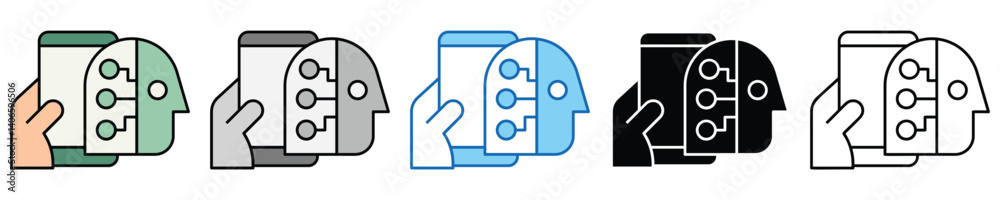Poster robot icons set – editable vector icons in multiple styles