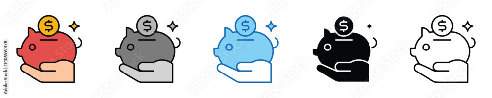 Poster savings icons set – editable vector icons in multiple styles