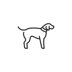 Dog icon. A simplified representation of a seated dog, often a symbol of loyalty, companionship, and domestic life. Perfect for use in pet care, veterinary services. Vector illustration 
