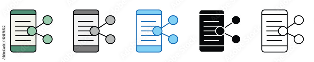 Poster sharing icons set – editable vector icons in multiple styles