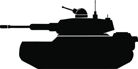 Fototapeta premium Military Tank Silhouette Vector Illustration Of Armored Vehicle For Defense And Combat Operations Isolated On White Background