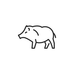 Boar icon. A stylized silhouette of a boar, associated with hunting and meat production. This icon is widely used to represent agriculture, butchery, and rural economies. Vector illustration