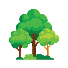 Playful Vector Trees With Rounded Green Foliage.