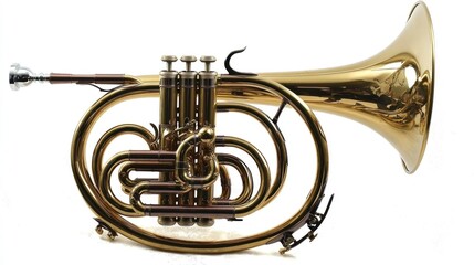 Obraz premium Polished brass instrument with a bell