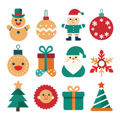  Christmas Holiday Vector Icons Collection in Bright Colors