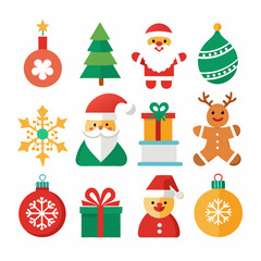  Christmas Holiday Vector Icons Collection in Bright Colors