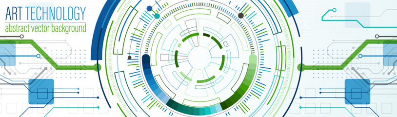 Abstraction on the theme of tech circles. Scientific and technological background.  The layout of the text placement is shown.