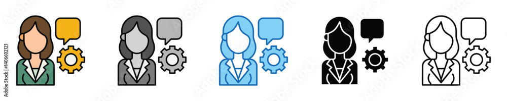 Poster support icons set – editable vector icons in multiple styles