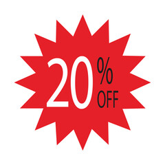 Simple icon of red discount stickers