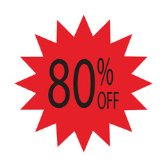 Simple icon of red discount stickers