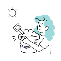 Holding Sand Vector style illustration. 