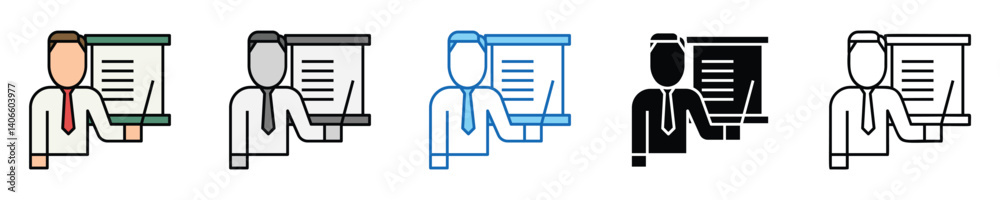 Poster training icons set – editable vector icons in multiple styles