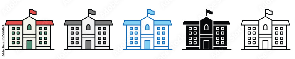 Poster university icons set – editable vector icons in multiple styles
