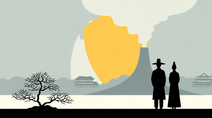 Naklejka premium time warp korean history