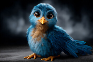 cartoon bluebird: 3d rendered character