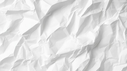 Fototapeta premium Crumpled white paper creating textured, abstract surface with dynamic shadows, serving as minimalist background for creative design projects