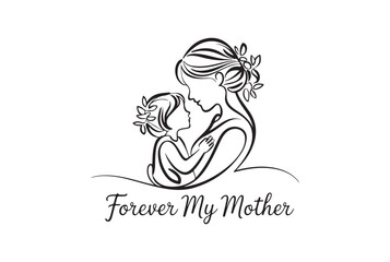 A beautiful silhouette of a mother and child, expressing everlasting love.