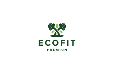 Eco fitness logo icon inspiration template vector illustration