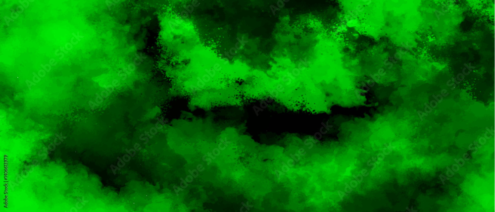 Fototapete Abstract vivid background with cloud-like texture in intense shades of green and black. Old green paper background with marbled vintage texture. Dense, foggy atmospheric  with layered, nebula effect