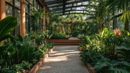 A beautifully designed botanical garden with rare and exotic plants