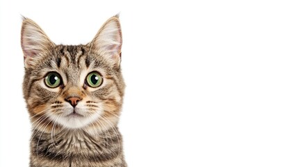 Close-up of a tabby cat.  A curious feline, looking directly at the viewer
