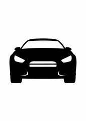 Simple Car Icon Silhouette Minimalist Front View Vector Graphic in Black and White