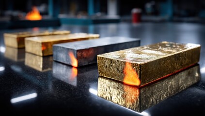 Precious Metals: Gold and Silver Ingots Glowing with Heat